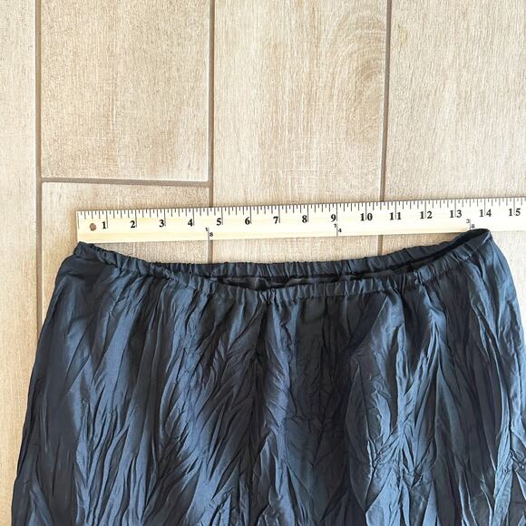 Silkland Crinkle 100% Silk Maxi Skirt M Tiered Lace Trim Whimsygoth Darkfaiy - Picture 6 of 7